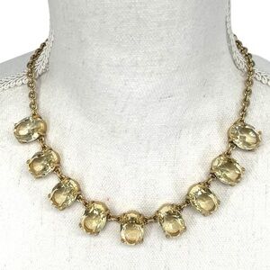 J.Crew Factory Yellow Crystal Statement Necklace with Dust Bag NWT